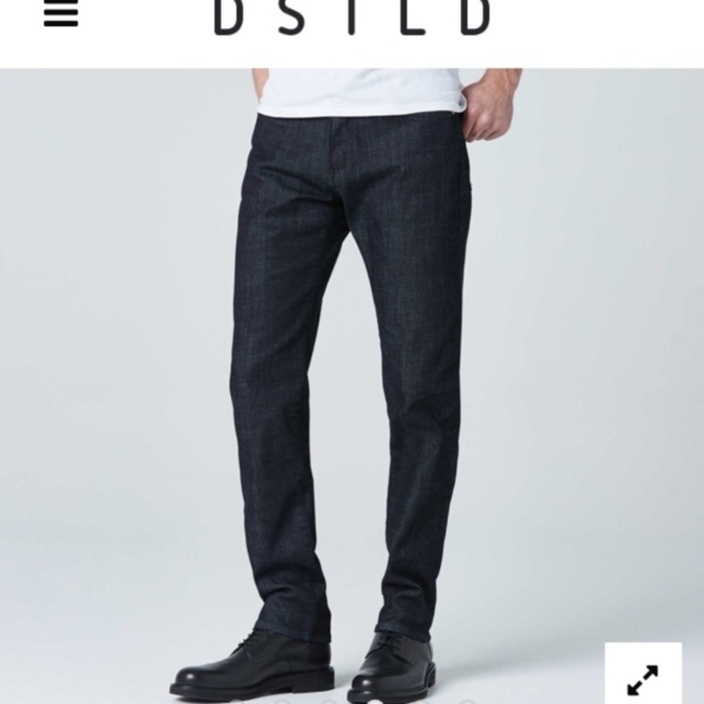 DSTLD Straight Fit Jeans Solid Dark Wash Grey Stitch Streetwear Casual Sz 32x30
